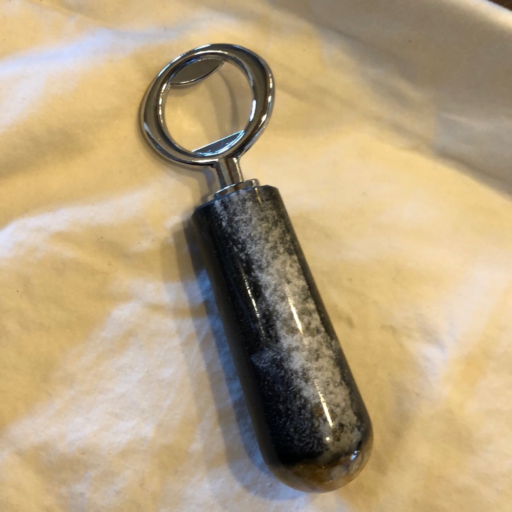 Bottle opener one of a kind black/ gold/white